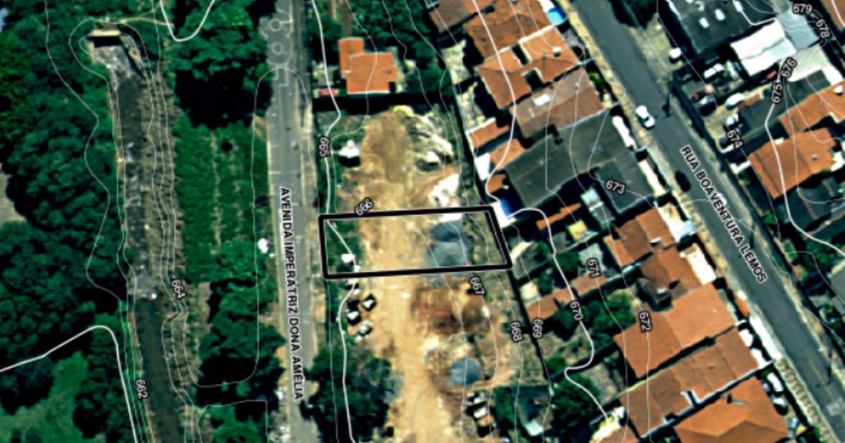 Vista aérea do terreno TE00012 à venda no Jardim Guarani, Campinas, com 425 m² no eixo Guarani e Nova Campinas